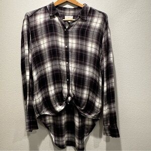 Caslon soft flannel tie front low back button down